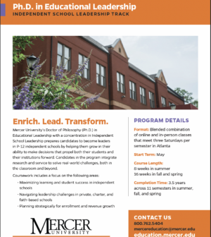 Ph.D. in Educational Leadership, Independent School Leadership Flyer