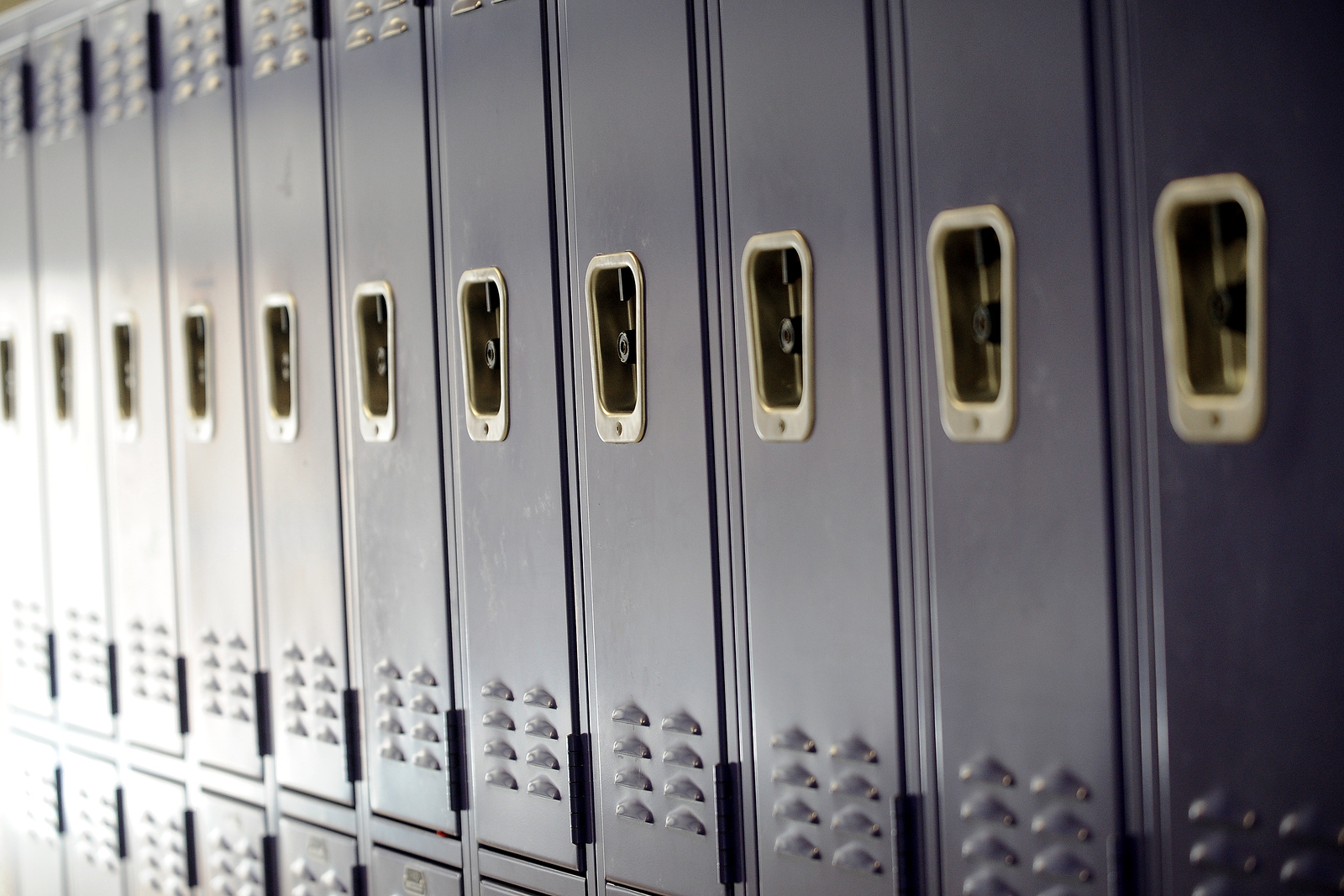 student lockers in school hallway